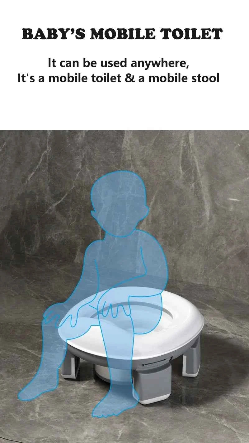 3-in-1 Foldable Travel Toilet Seat – Portable Blue Baby Potty with Silicone Seat and Carry Bags for Toddler Potty Training