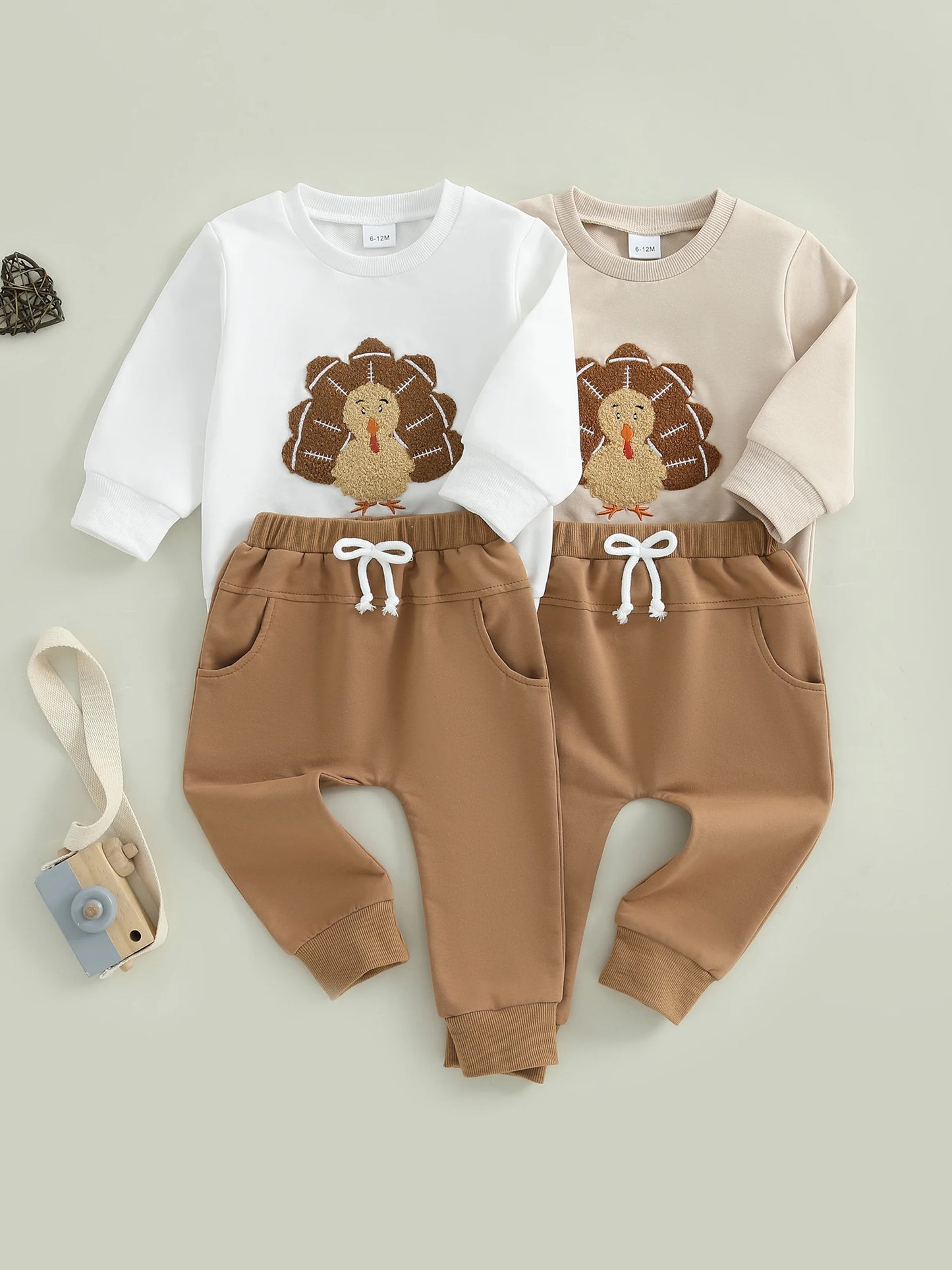 Toddler Thanksgiving Outfit – Long Sleeve Turkey Sweatshirt & Pants Set