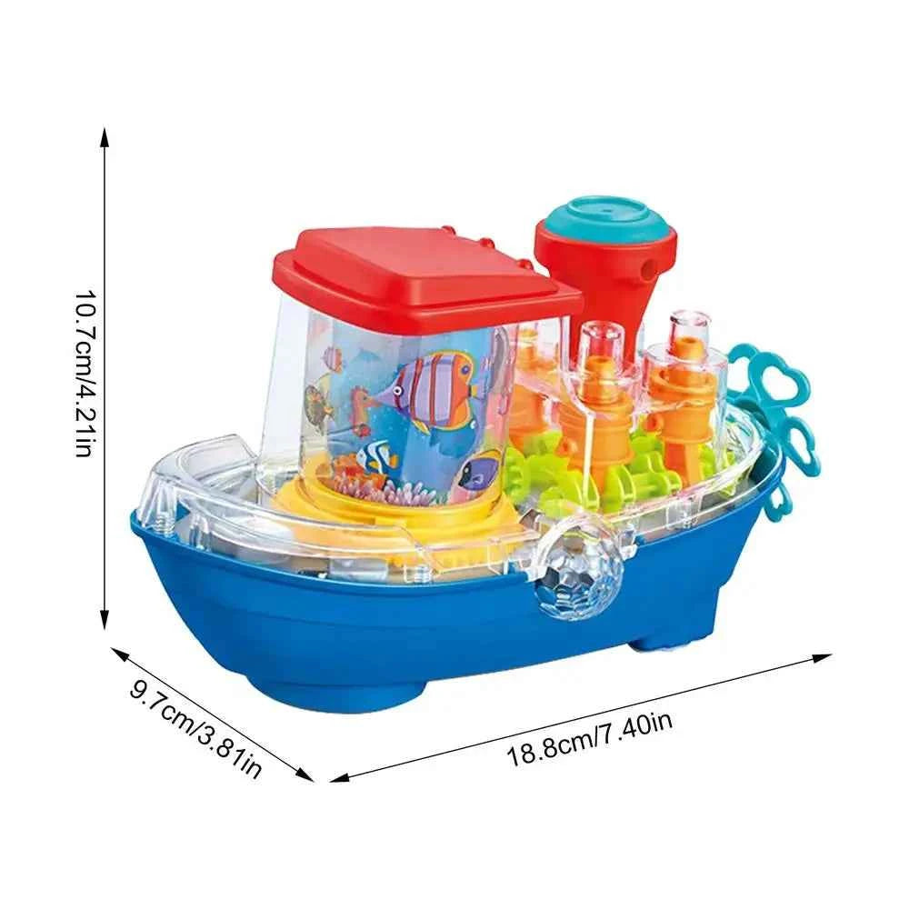 Electric Bump and Go Gear Steamship Toy – Light Up Musical Toy for Toddlers
