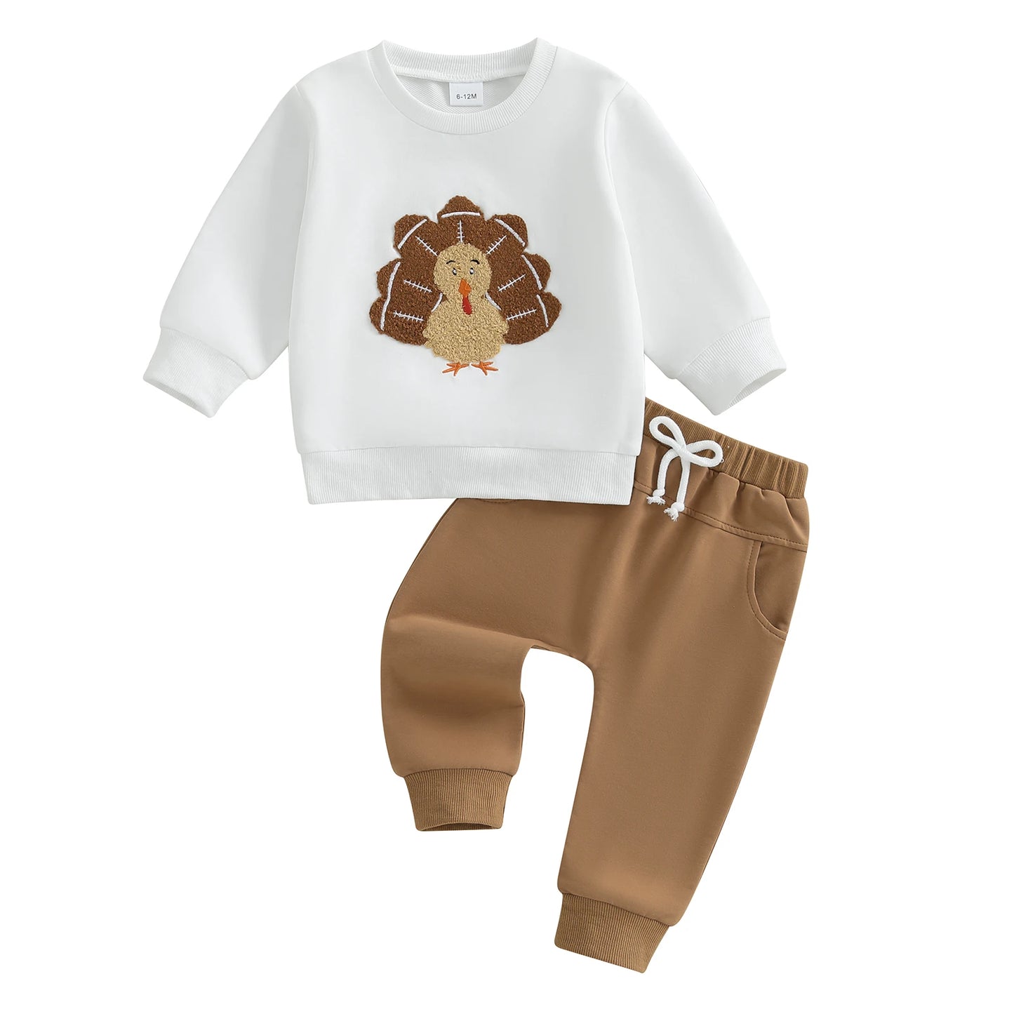 Toddler Thanksgiving Outfit – Long Sleeve Turkey Sweatshirt & Pants Set