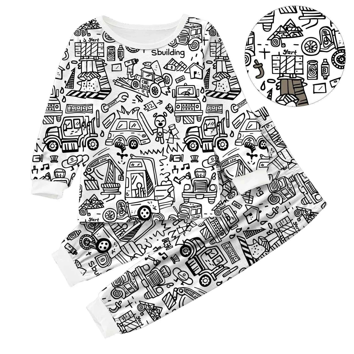 Kids DIY Coloring Pajama Set - Hand-Paint, Coloring Activity Gift Set for Boys and Girls