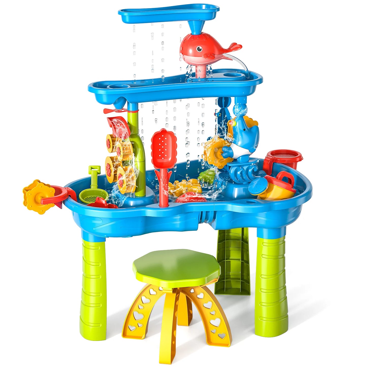 Kids Outdoor Sand and Water Play Table – Sensory Toy with Funnel & Shovel Tools for Ages 3-8 - Haven's Heaven Boutique