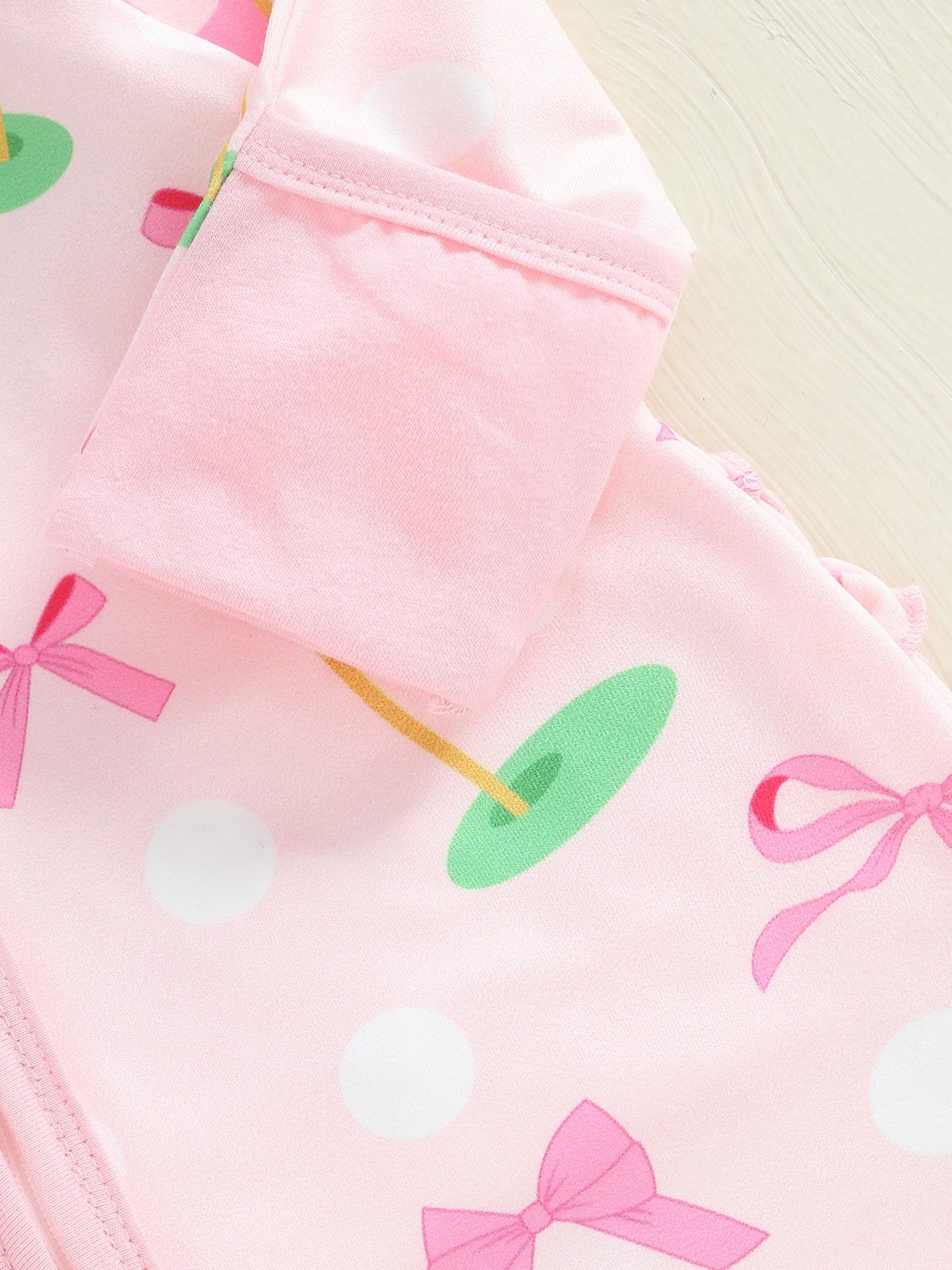 Baby Girl Fall Outfit – Golf Print Ruffled Footie Romper & Bow Headband Set (2PCS)
