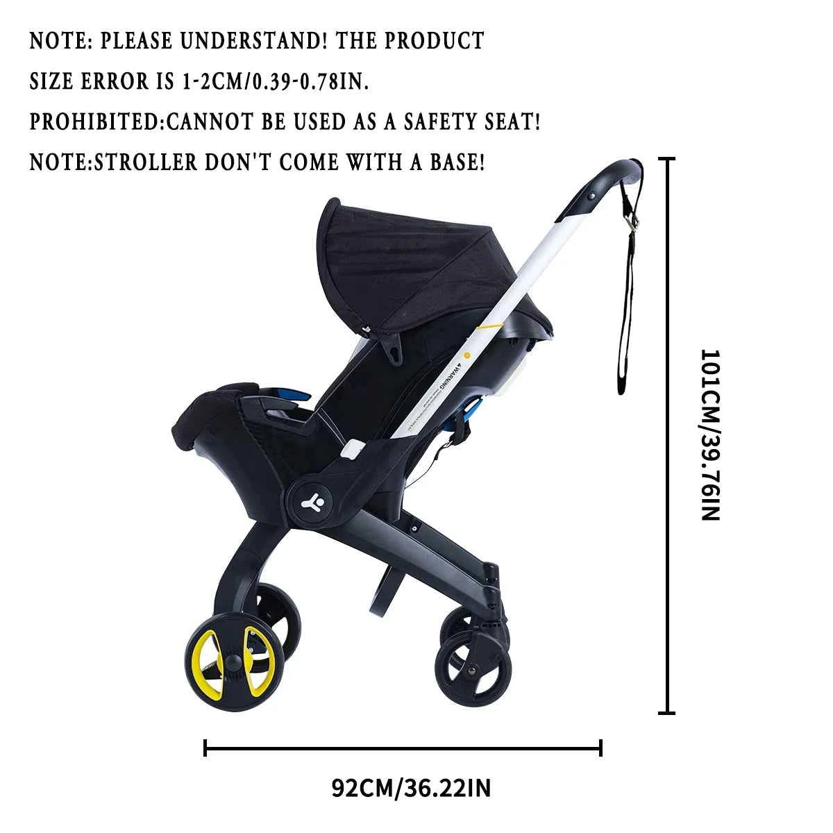 Baby stroller, Portable and foldable, metal frame, adjustable sunshade roof, two-way station wagon