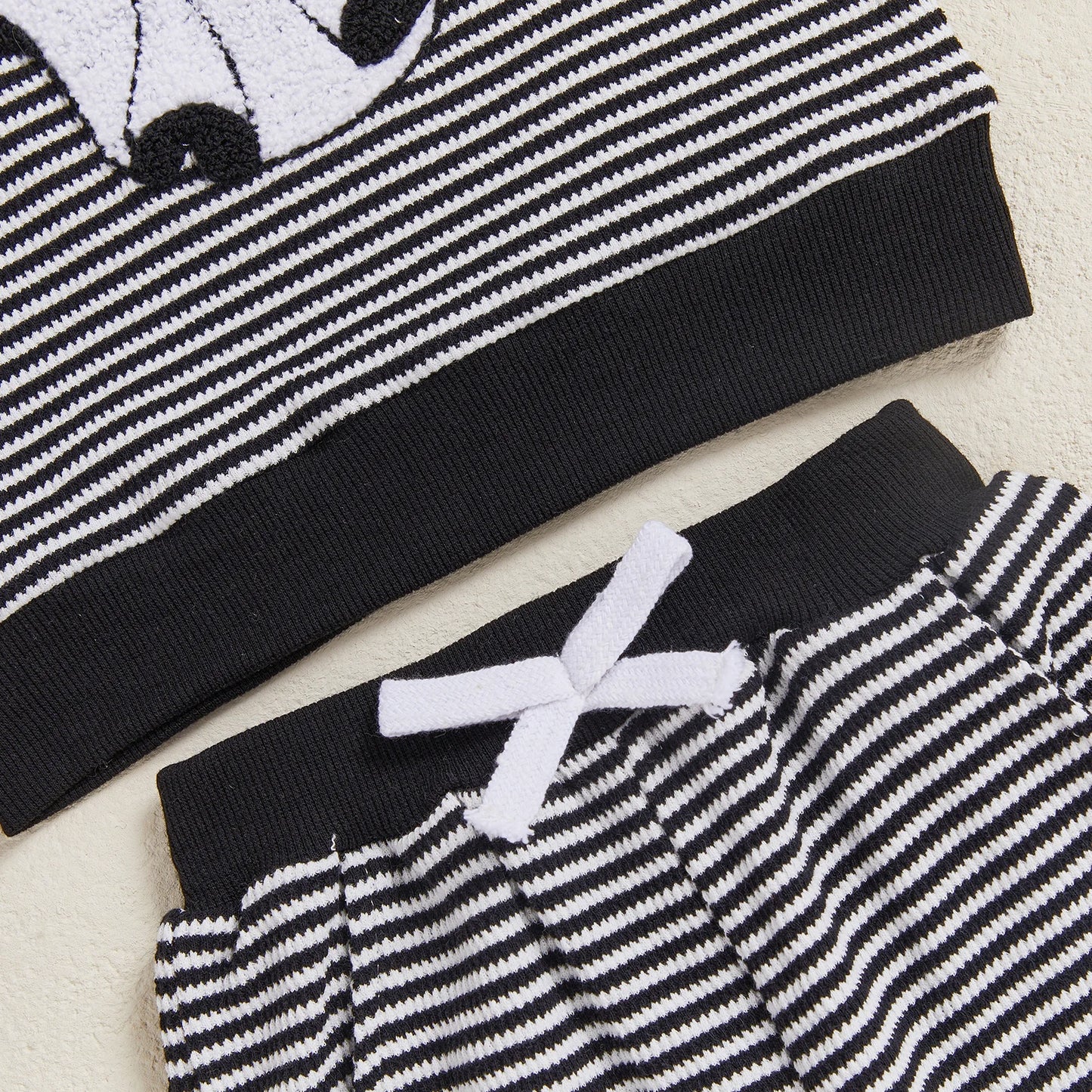 Toddler Baby Halloween Outfit – Ghost Embroidery Striped Sweatshirt + Elastic Pants 2-Piece Set
