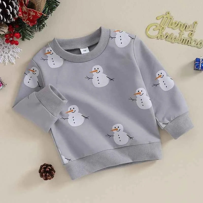 Toddler Baby Snowman Sweatshirt – Long Sleeve Winter Pullover (0–3 Years)