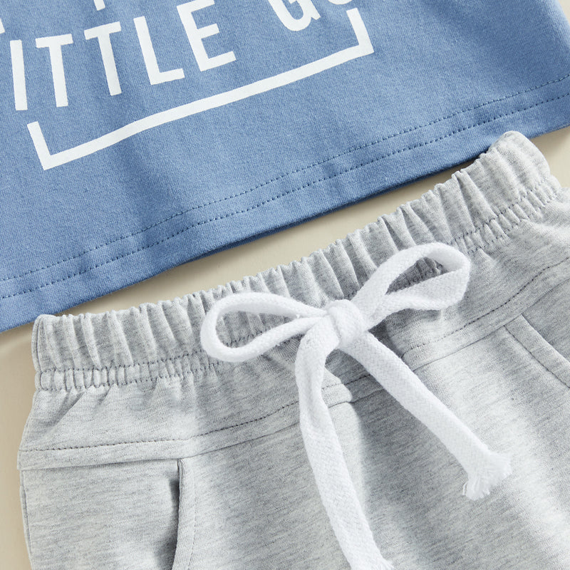 Summer Toddler Boy Shorts Set – Short Sleeve Letter Print T-Shirt & Elastic Waist Shorts Outfit
