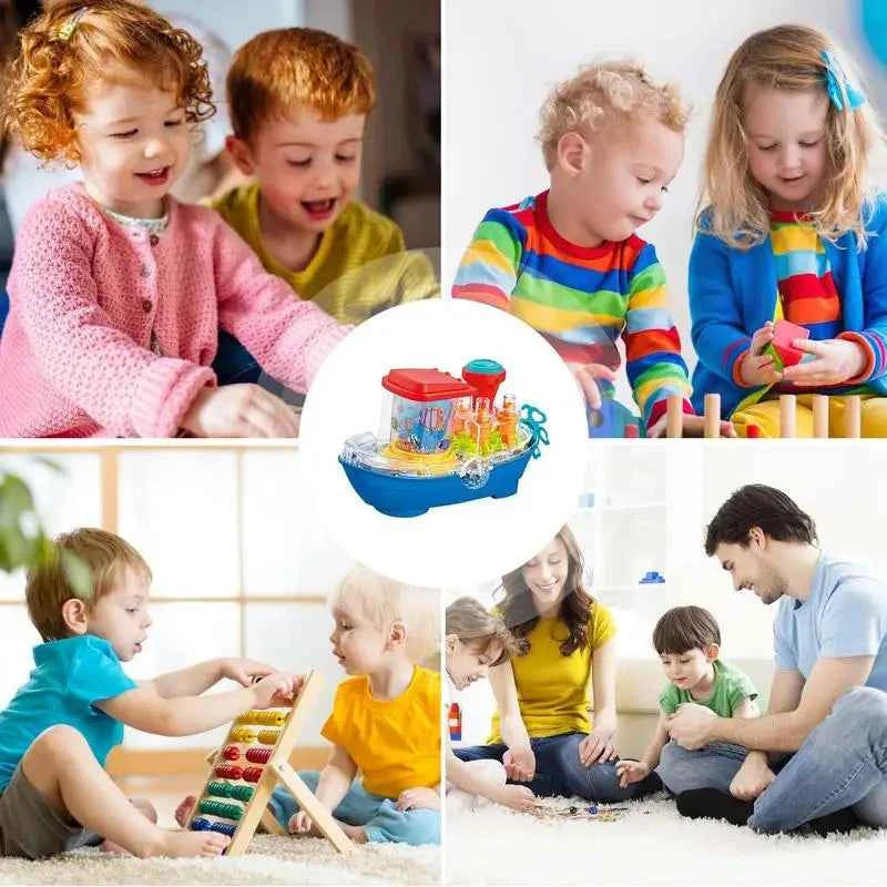 Electric Bump and Go Gear Steamship Toy – Light Up Musical Toy for Toddlers