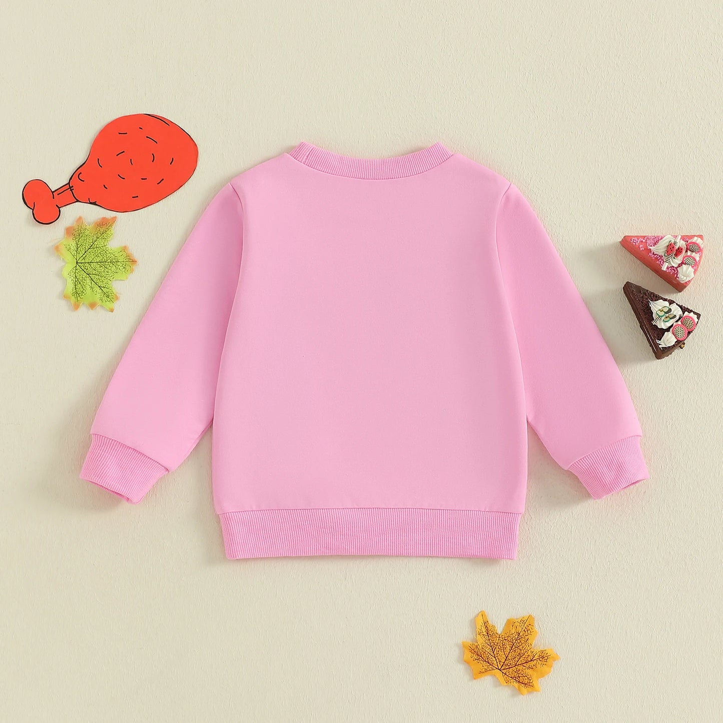 Toddler Thanksgiving Sweatshirt – Letter & Turkey Embroidered Long Sleeve Pullover