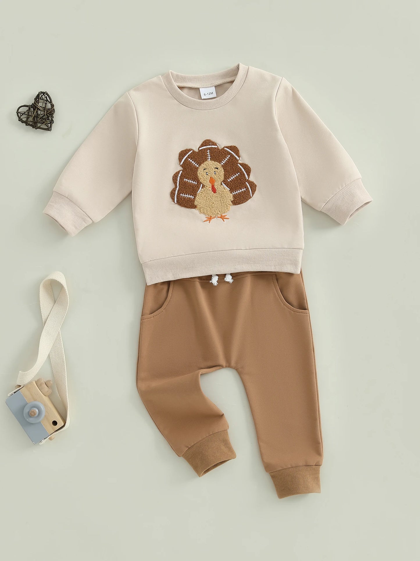 Toddler Thanksgiving Outfit – Long Sleeve Turkey Sweatshirt & Pants Set