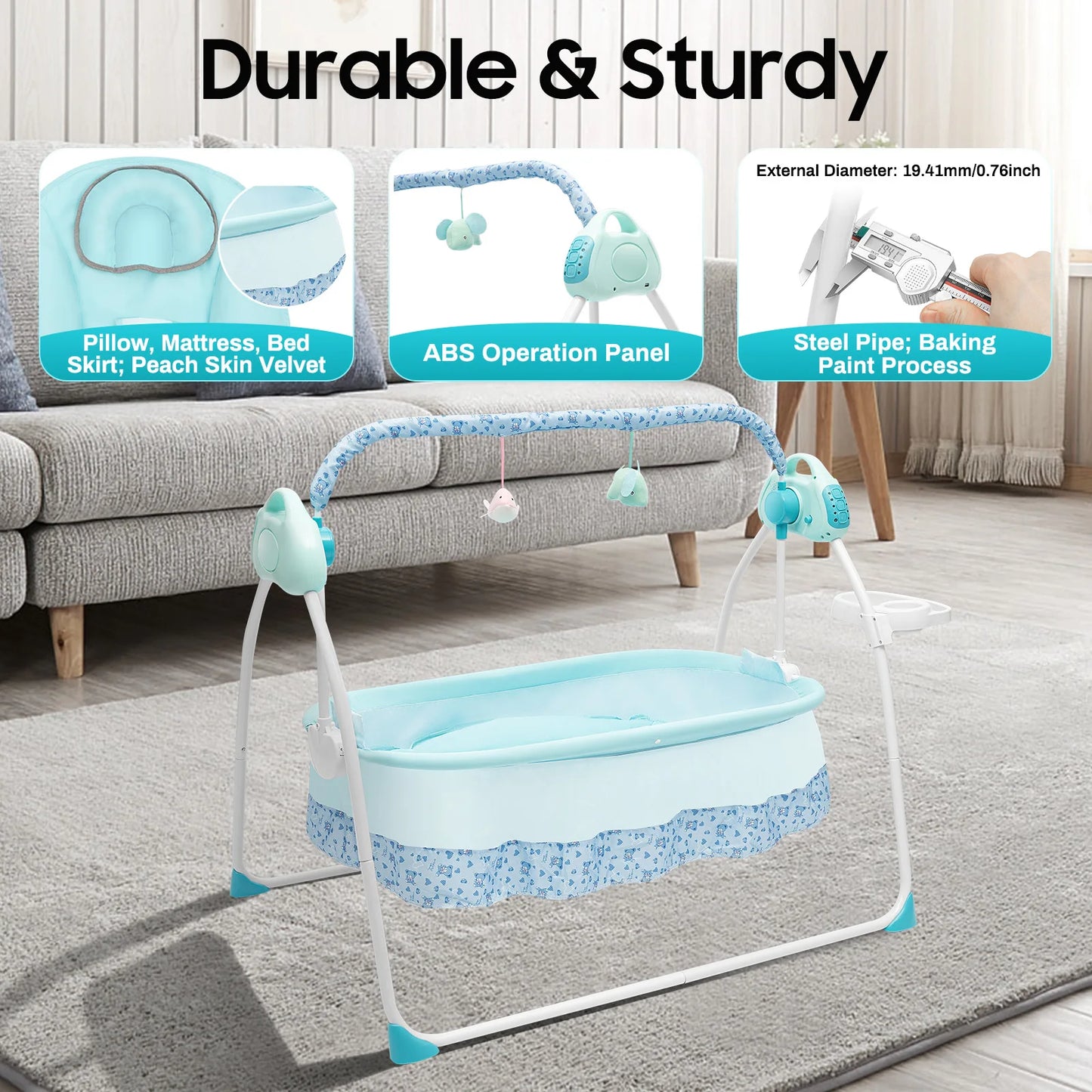 Havens Heaven Automatic Baby Swing – Infant Cradle with Music & Mosquito Net