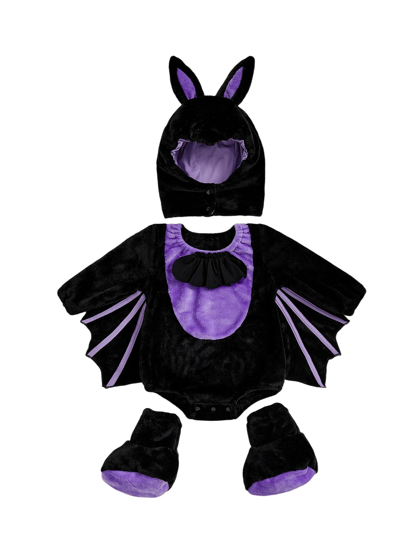 Toddler Vampire Halloween Costume – Plush Bat Wing Set with Foot Covers and Hat for Infants