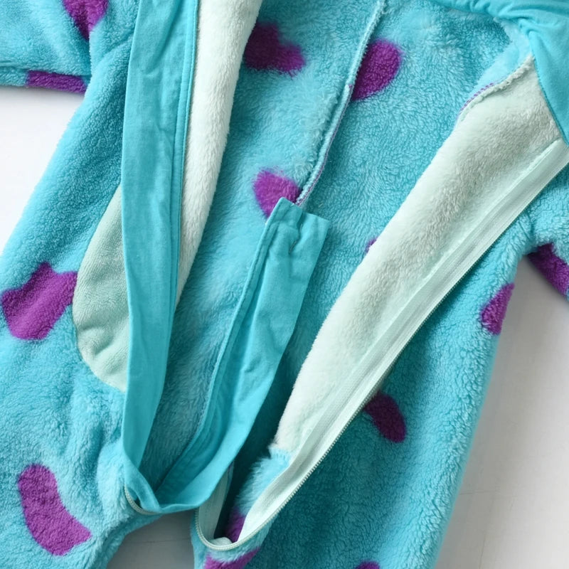 Baby Fleece Hooded Jumpsuit – Warm Winter Romper with Horn Design (0–3 Years)