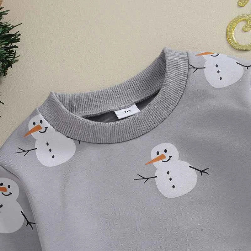 Toddler Baby Snowman Sweatshirt – Long Sleeve Winter Pullover (0–3 Years)