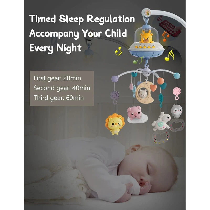 Remote Control Musical Crib Mobile with Light Projection – Infant Soothing Toy