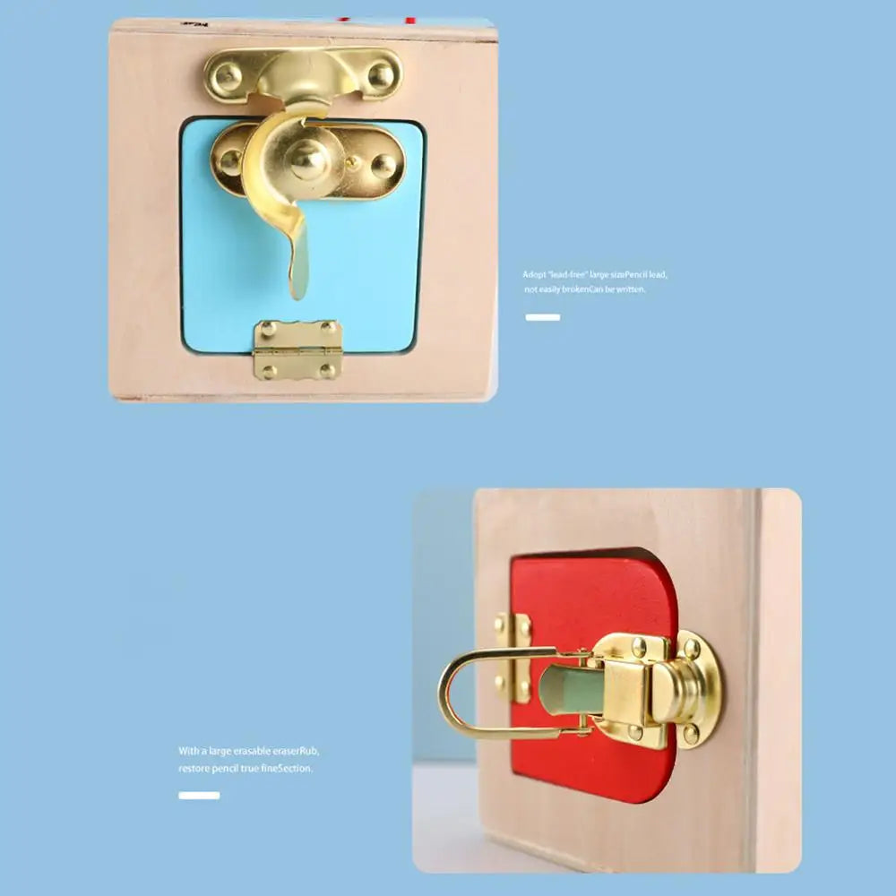 Wooden Geometry Lock Box Toy – Sensory Learning Activity Cube for Toddlers