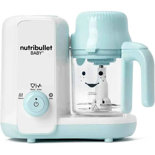 NutriBullet Baby Steam + Blend – All-in-One Baby Food Maker (White/Blue, Dishwasher Safe)