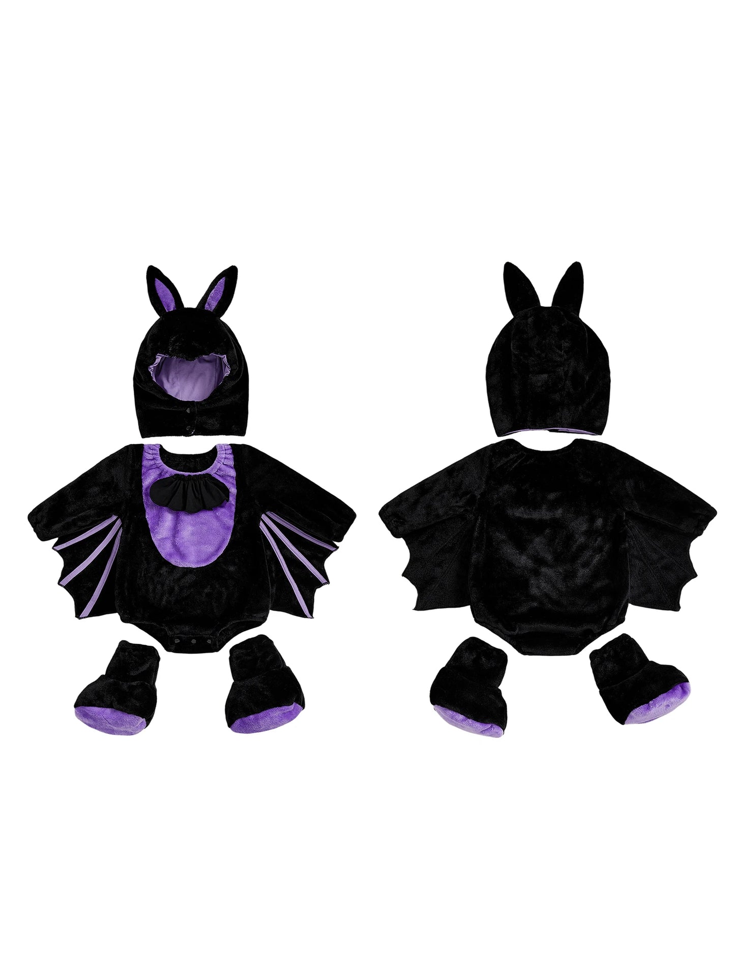 Toddler Vampire Halloween Costume – Plush Bat Wing Set with Foot Covers and Hat for Infants