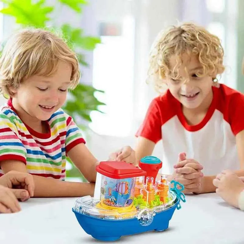 Electric Bump and Go Gear Steamship Toy – Light Up Musical Toy for Toddlers