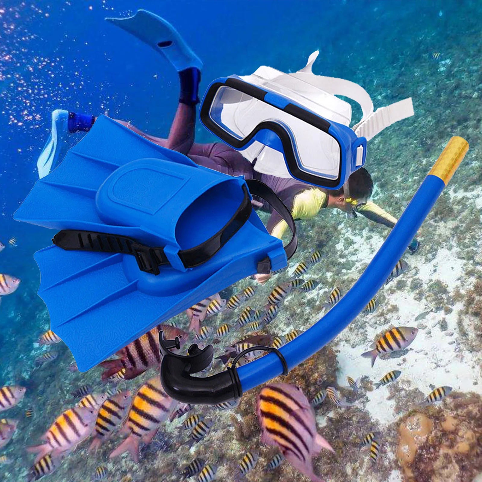 Kids Snorkeling Set with Adjustable Swim Fins – Waterproof Snorkel Gear for Boys & Girls – Full Snorkel Mask & Fins Combo - Haven's Heaven Boutique