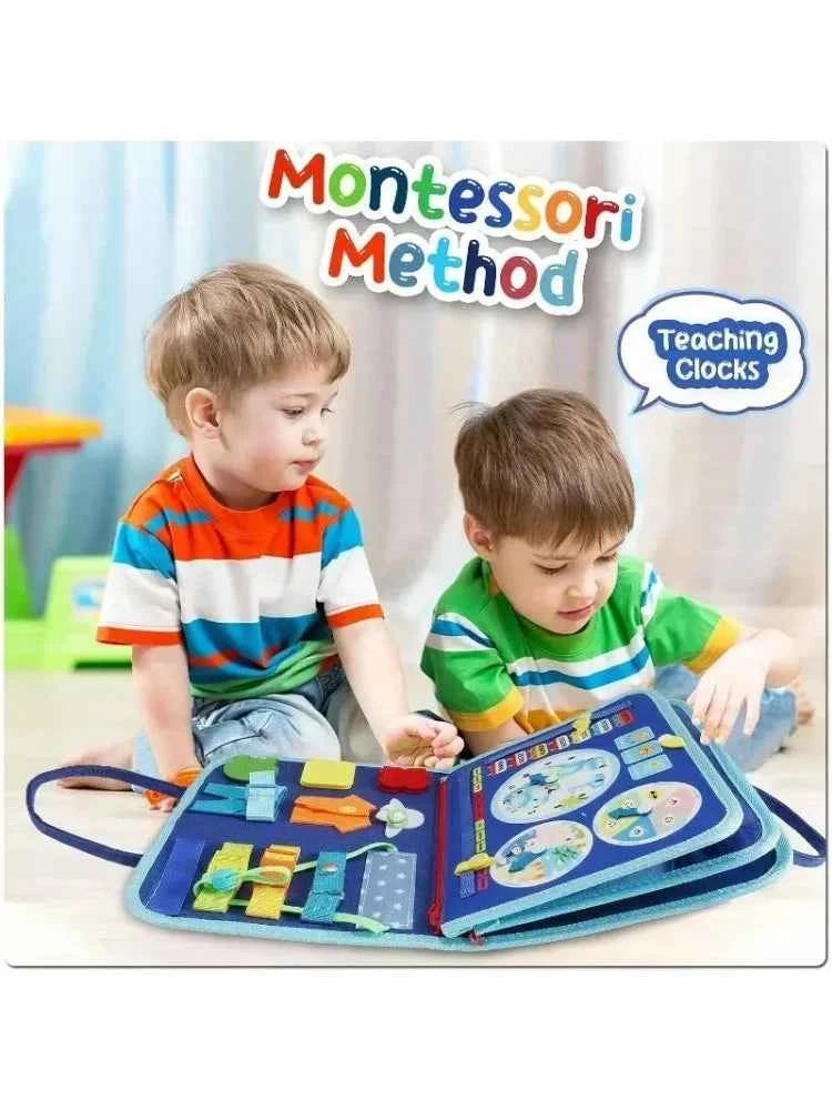 Busy Board Montessori Sensory Activity Toy – Travel Essential for Toddlers Ages 1-3, Road & Fine Motor Skill Development