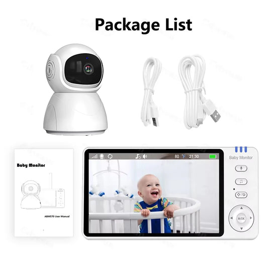 5.0 Inch Baby Monitor with Camera – Wireless Video Audio Monitor with Pan-Tilt-Zoom, IPS Screen, Lullabies & Long Battery Life