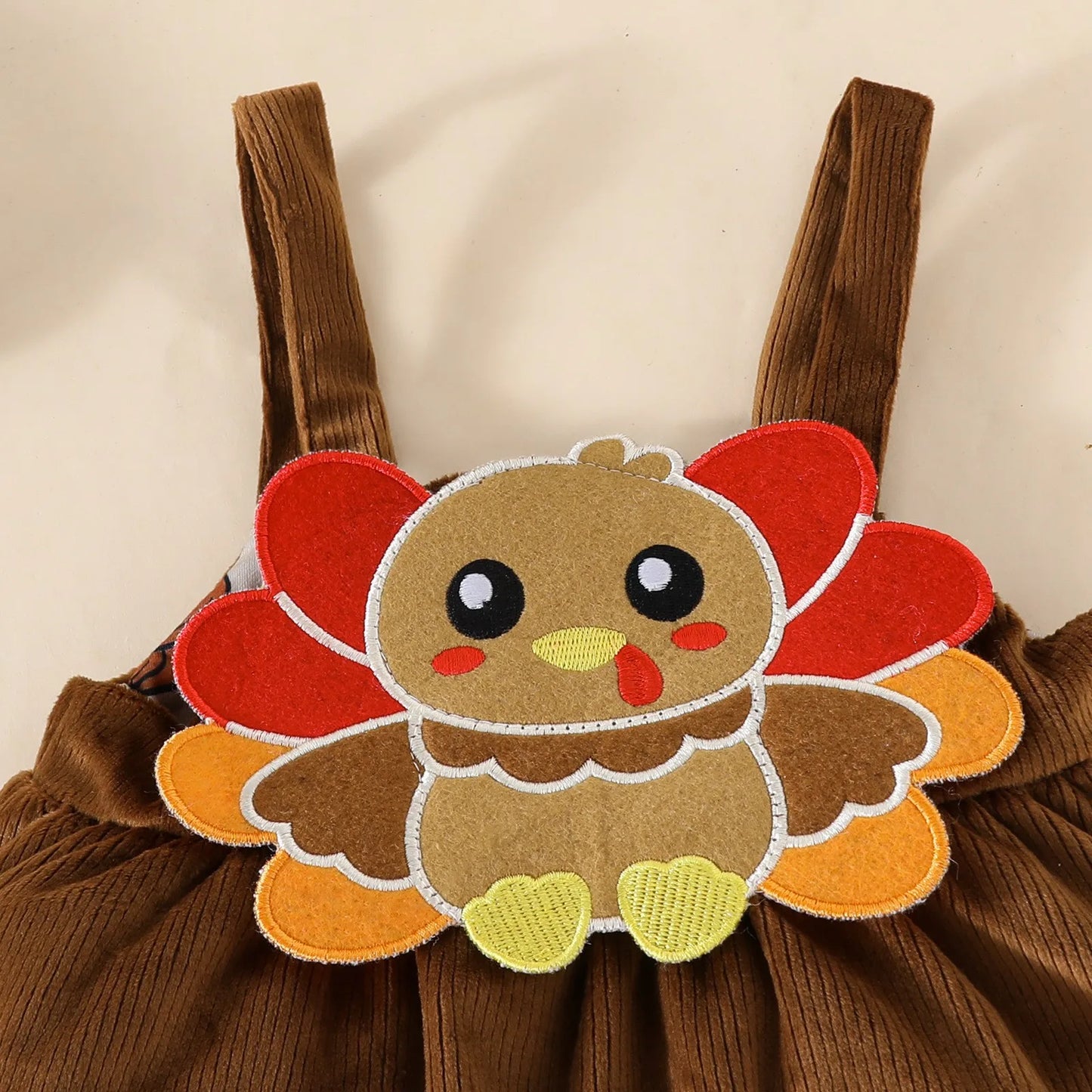 Baby Girl Thanksgiving Outfit – Long Sleeve Romper Dress with Headband