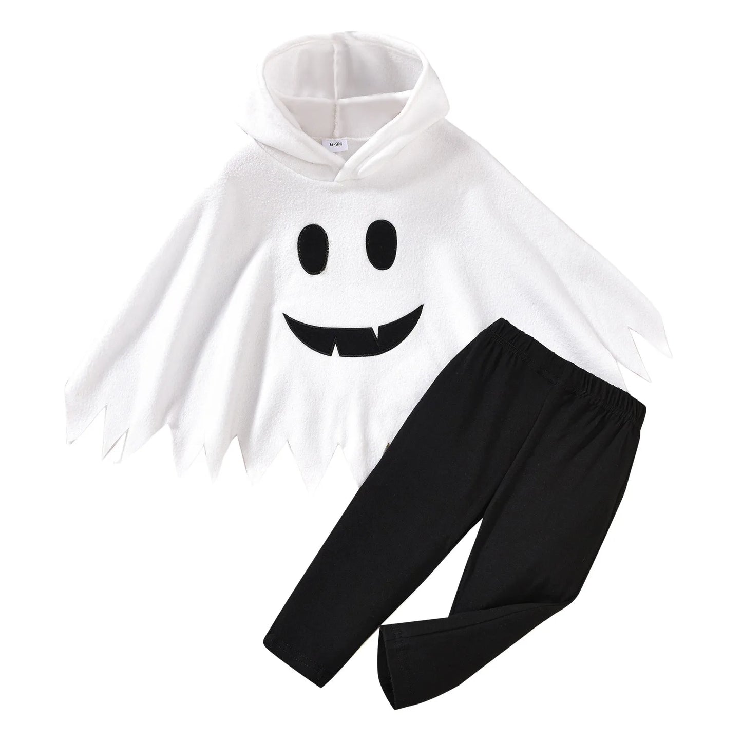Girls Halloween Outfit – Embroidered Fleece Cape Top & Pants Set
