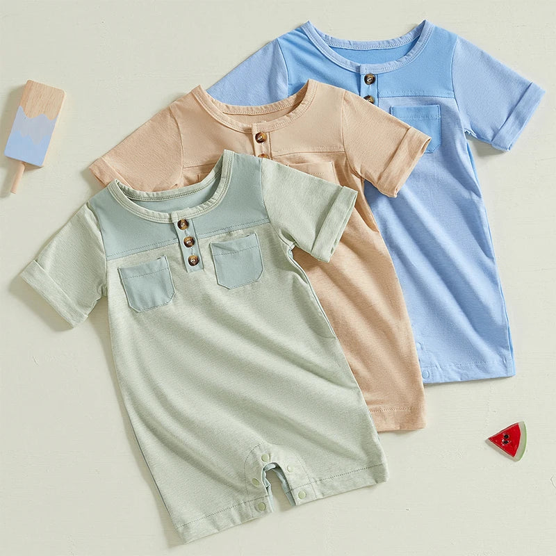 Color Pop Summer Romper Shorts Outfit for Girls or Boys (0-18M)