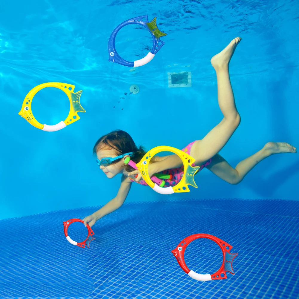 3Pcs Cartoon Fish Diving Rings – Kids Underwater Swim Training Pool Toys - Haven's Heaven Boutique