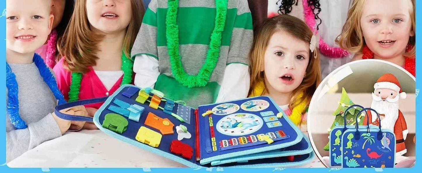 Busy Board Montessori Sensory Activity Toy – Travel Essential for Toddlers Ages 1-3, Road & Fine Motor Skill Development