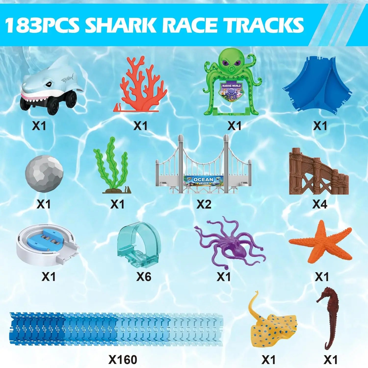 Shark Adventure Race Track Set – Flexible Ocean-Themed Track Toy for Kids 3+ - Haven's Heaven Boutique