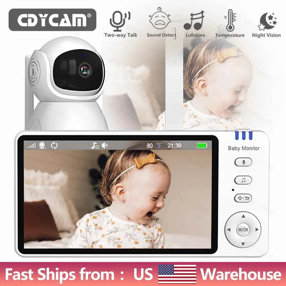 5.0 Inch Baby Monitor with Camera – Wireless Video Audio Monitor with Pan-Tilt-Zoom, IPS Screen, Lullabies & Long Battery Life