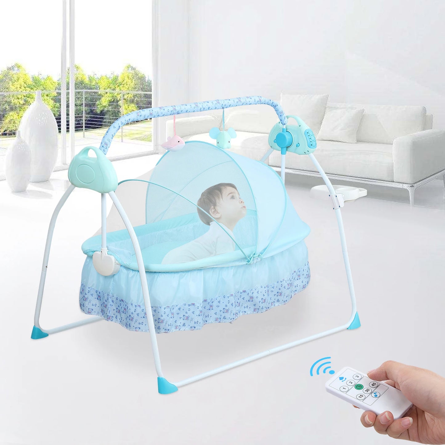 Havens Heaven Automatic Baby Swing – Infant Cradle with Music & Mosquito Net