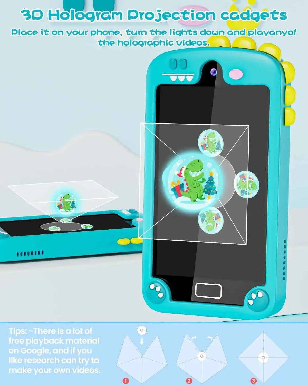 Kids Learning Smart Phone Toy – 4.0" Touchscreen with Dual Camera and 32GB Storage (Cyan Blue)