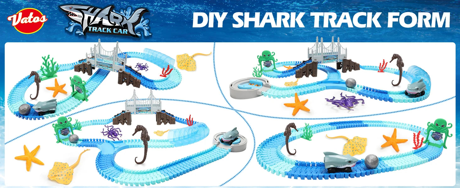 Shark Adventure Race Track Set – Flexible Ocean-Themed Track Toy for Kids 3+ - Haven's Heaven Boutique