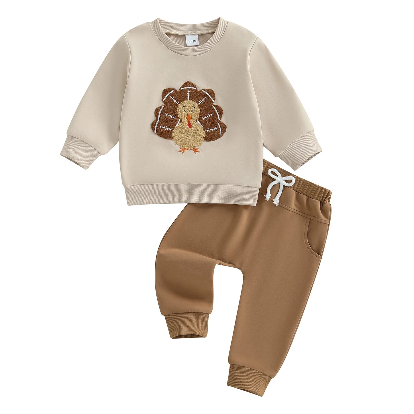 Toddler Thanksgiving Outfit – Long Sleeve Turkey Sweatshirt & Pants Set