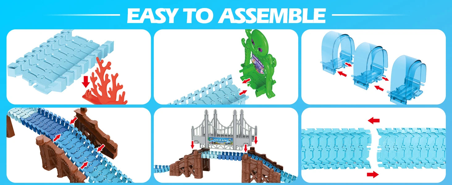Shark Adventure Race Track Set – Flexible Ocean-Themed Track Toy for Kids 3+ - Haven's Heaven Boutique