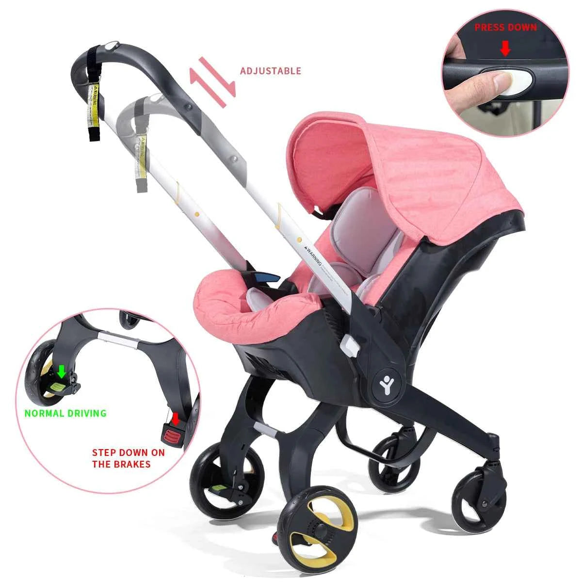 Foldable Travel Baby Stroller – Bi-directional Push, Lightweight Metal Frame for Easy Carrying