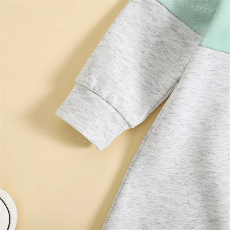 Infant Baby Boy Hooded Romper – Long Sleeve Contrast Zipper Jumpsuit 0-18M