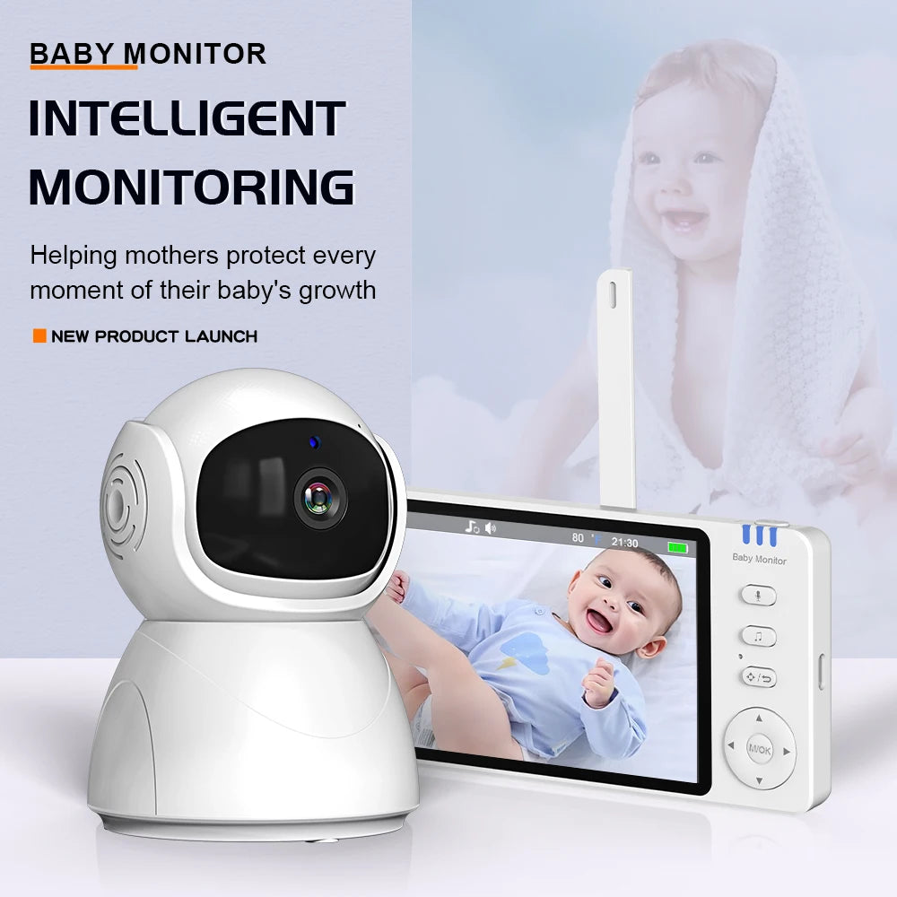 5.0 Inch Baby Monitor with Camera – Wireless Video Audio Monitor with Pan-Tilt-Zoom, IPS Screen, Lullabies & Long Battery Life
