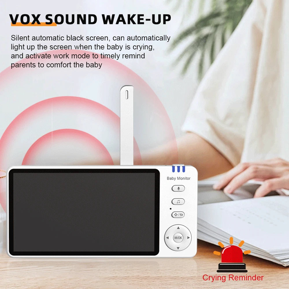 5.0 Inch Baby Monitor with Camera – Wireless Video Audio Monitor with Pan-Tilt-Zoom, IPS Screen, Lullabies & Long Battery Life
