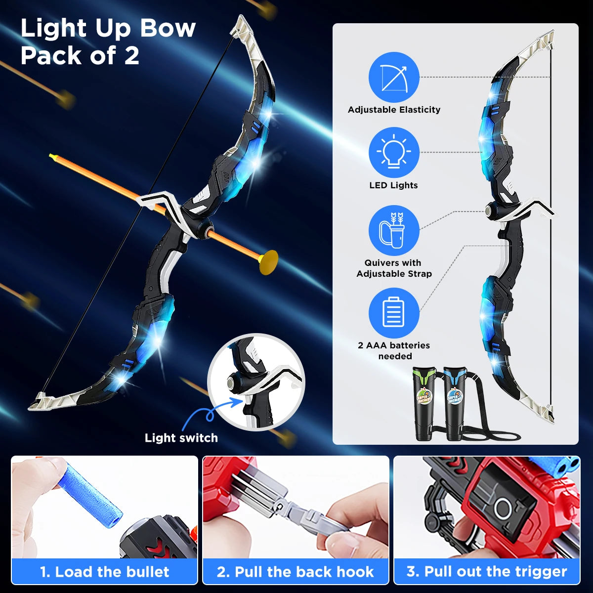 LED Light-Up Archery Set with Suction Cup Stand Target - Haven's Heaven Boutique