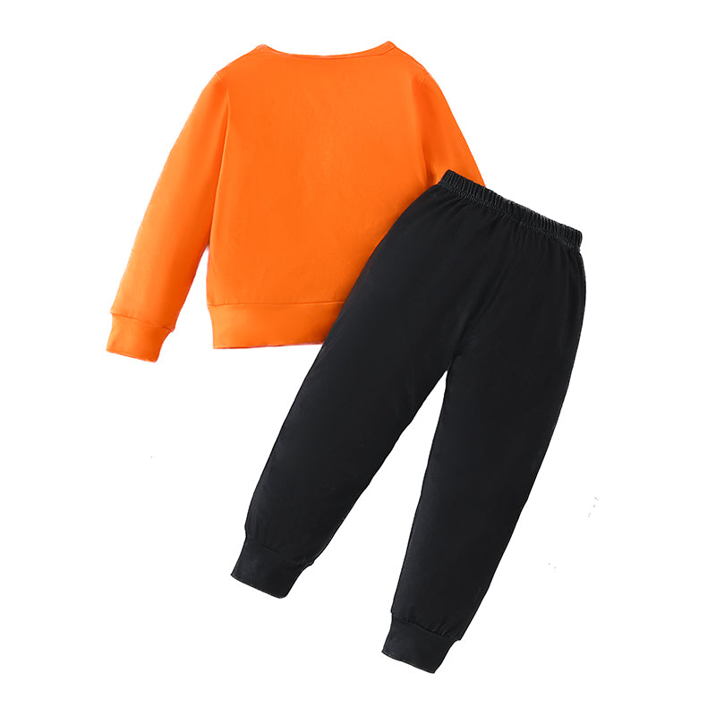 Kids Halloween Outfit – Skeleton Print Sweatshirt and Pants 2-Piece Set (2–7T)