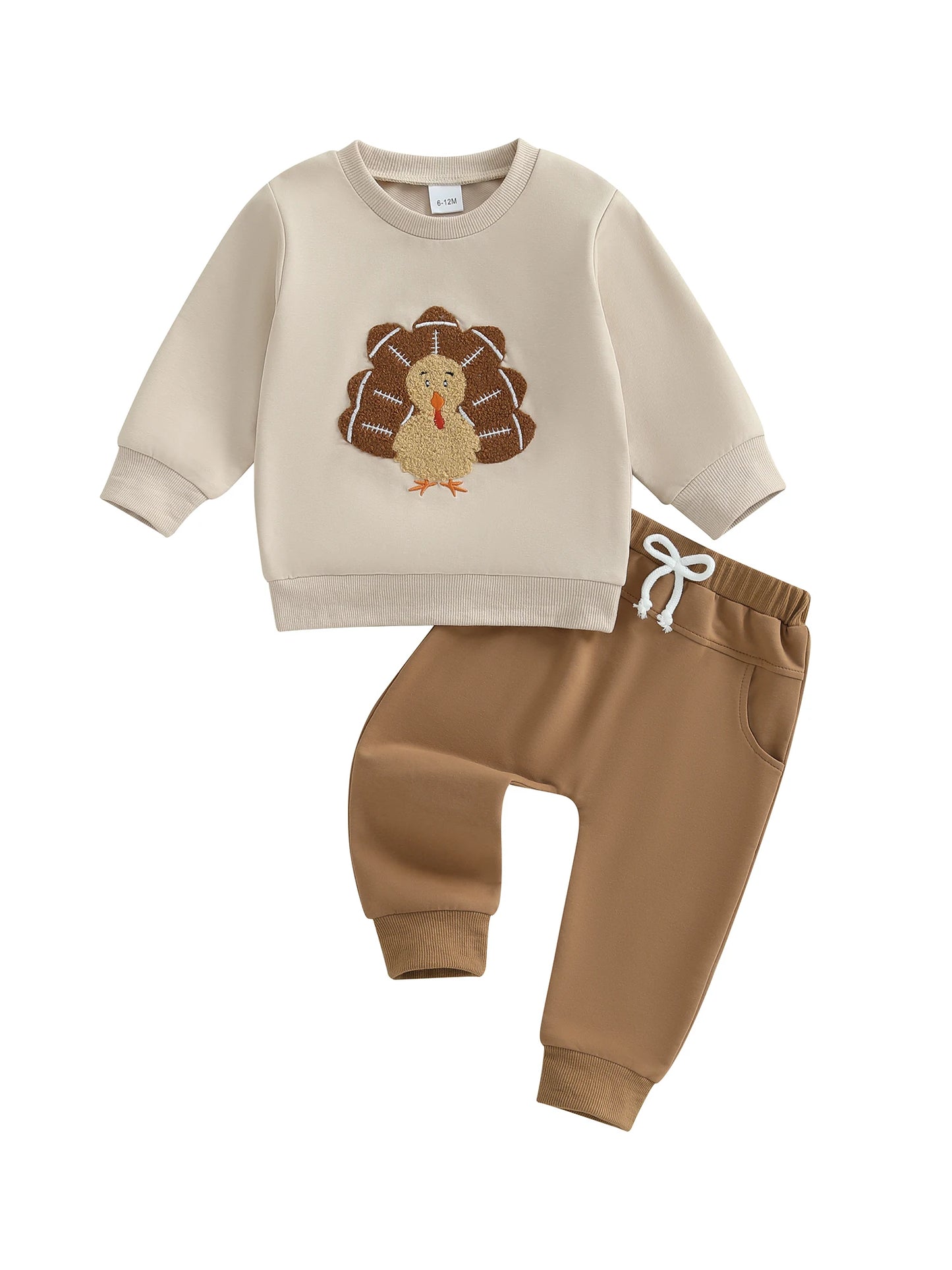 Toddler Thanksgiving Outfit – Long Sleeve Turkey Sweatshirt & Pants Set