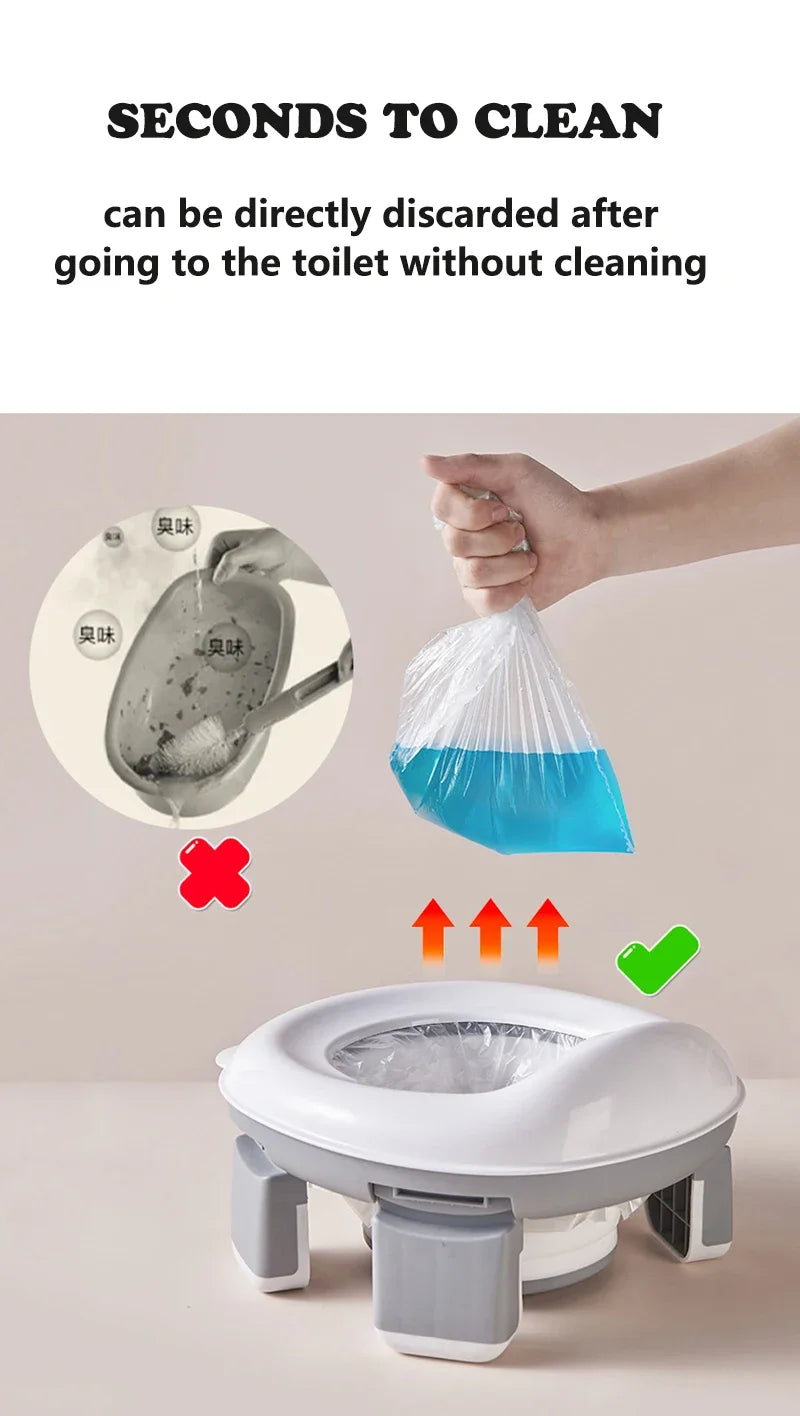 3-in-1 Foldable Travel Toilet Seat – Portable Blue Baby Potty with Silicone Seat and Carry Bags for Toddler Potty Training