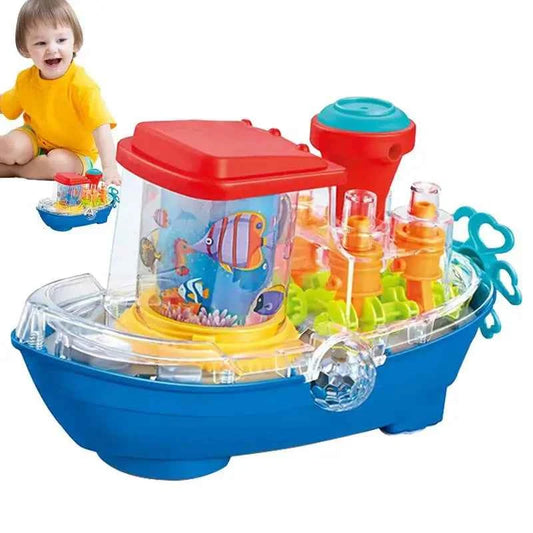 Electric Bump and Go Gear Steamship Toy – Light Up Musical Toy for Toddlers