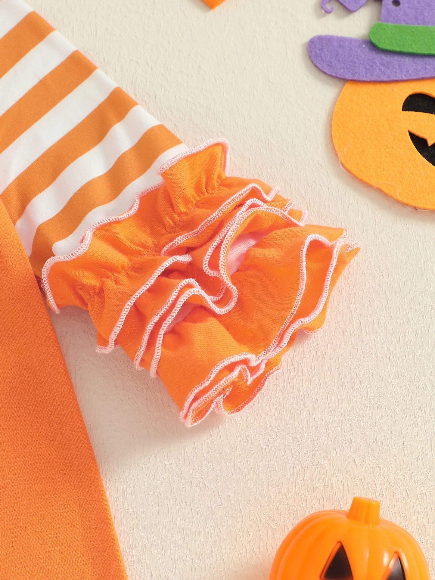Toddler Baby Girl Halloween Outfit – Pumpkin Ghost Embroidery Romper with Headband