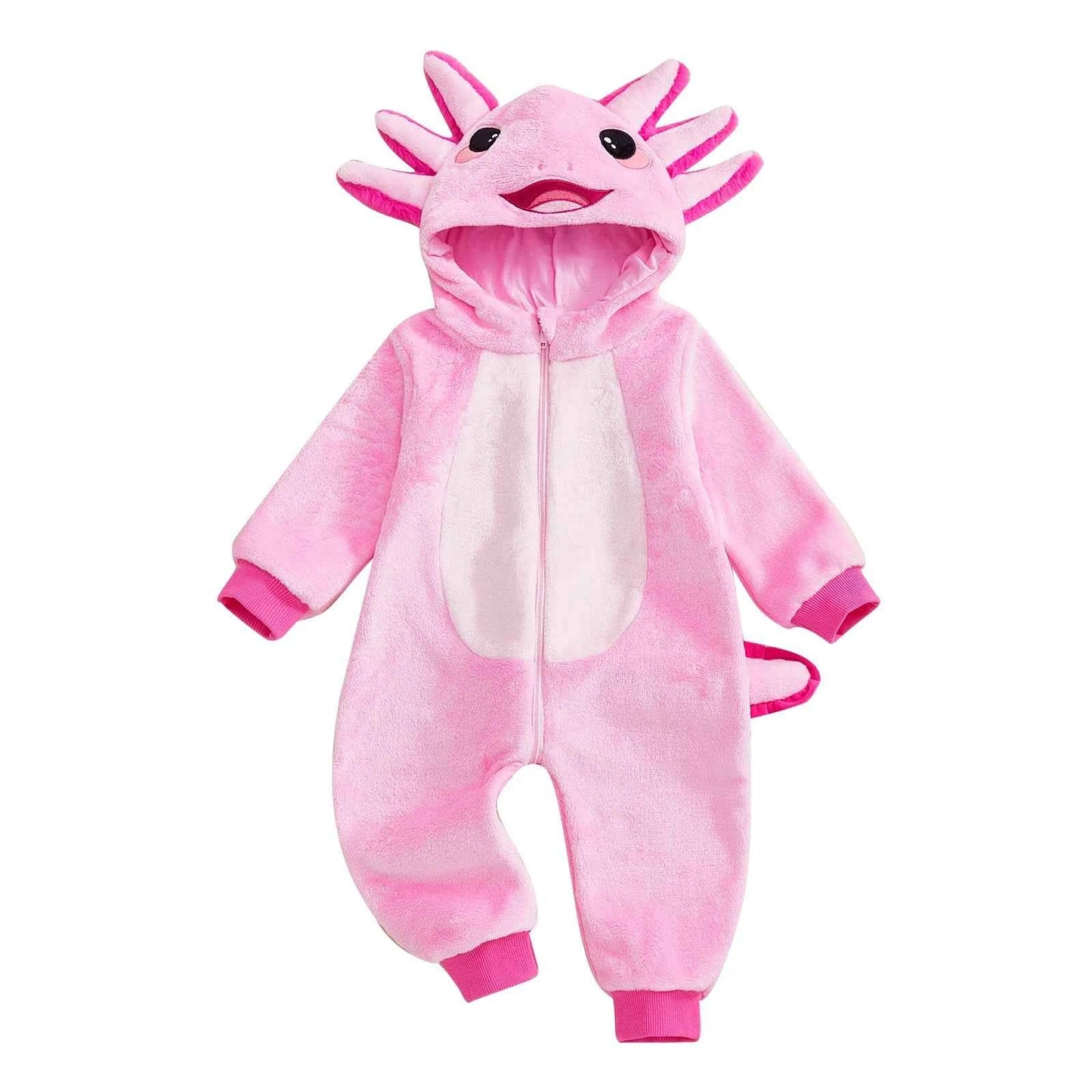 Toddler Baby Axolotl Onesie – Cute Zip-Up Hooded Costume Romper