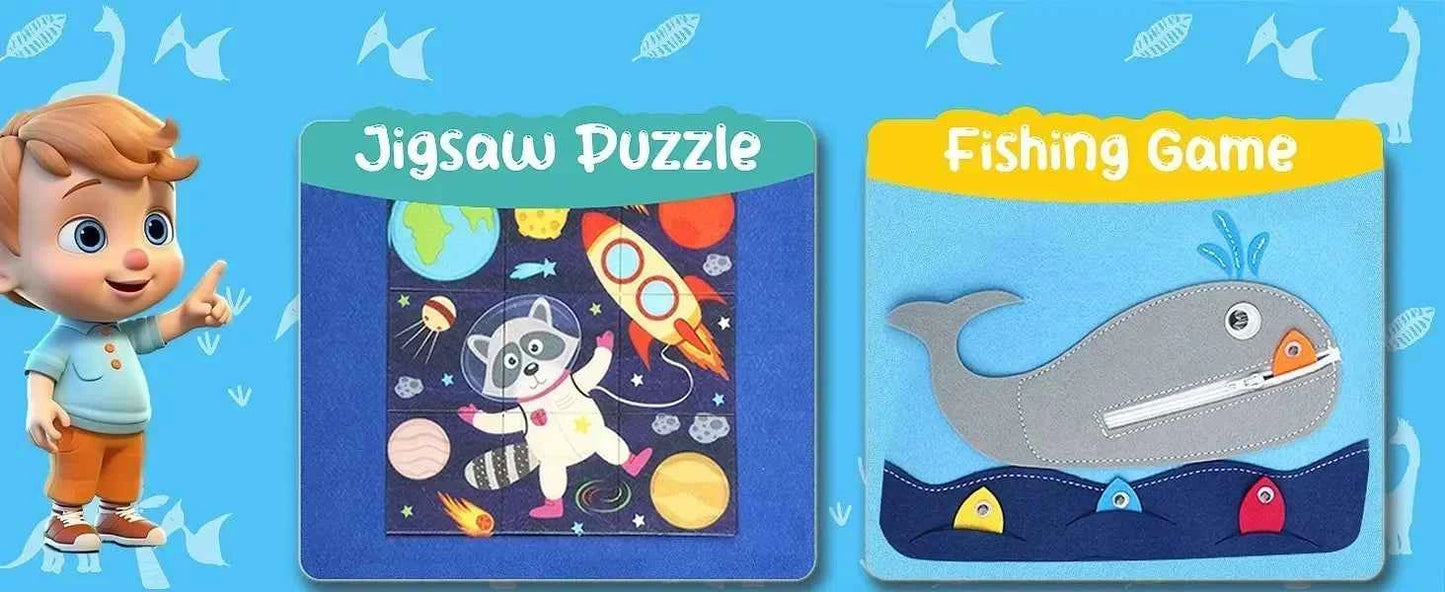 Busy Board Montessori Sensory Activity Toy – Travel Essential for Toddlers Ages 1-3, Road & Fine Motor Skill Development